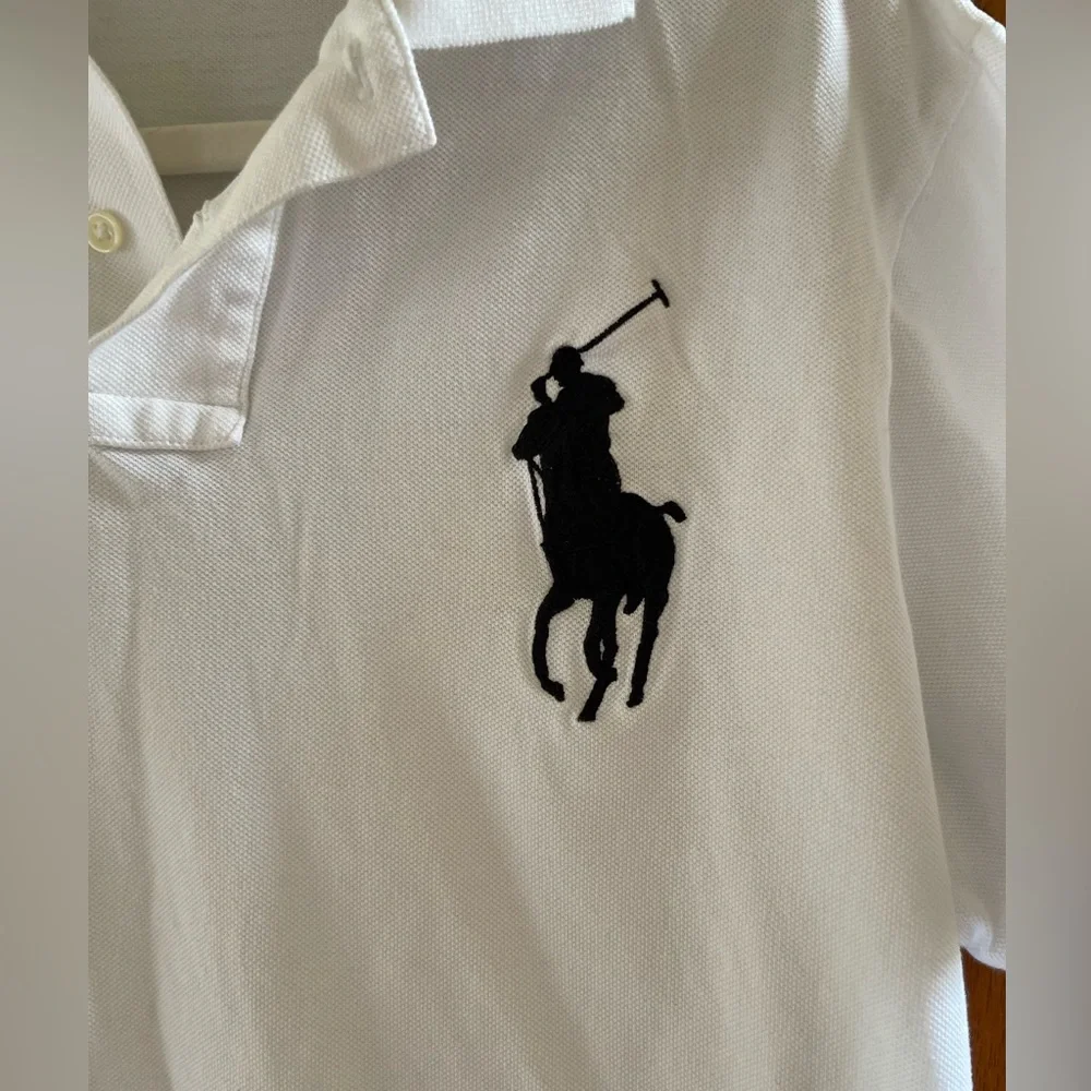 Polo Ralph Lauren Custom Slim Fit Big Pony Mesh Polo Shirt|White/Black, L - Picture 12 of 13